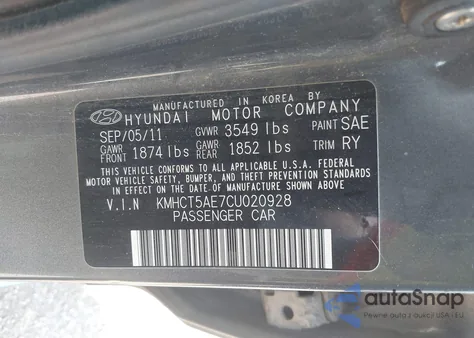 2012 Hyundai Accent Gs из США, поврежденный, VIN KMHCT5AE7CU020928